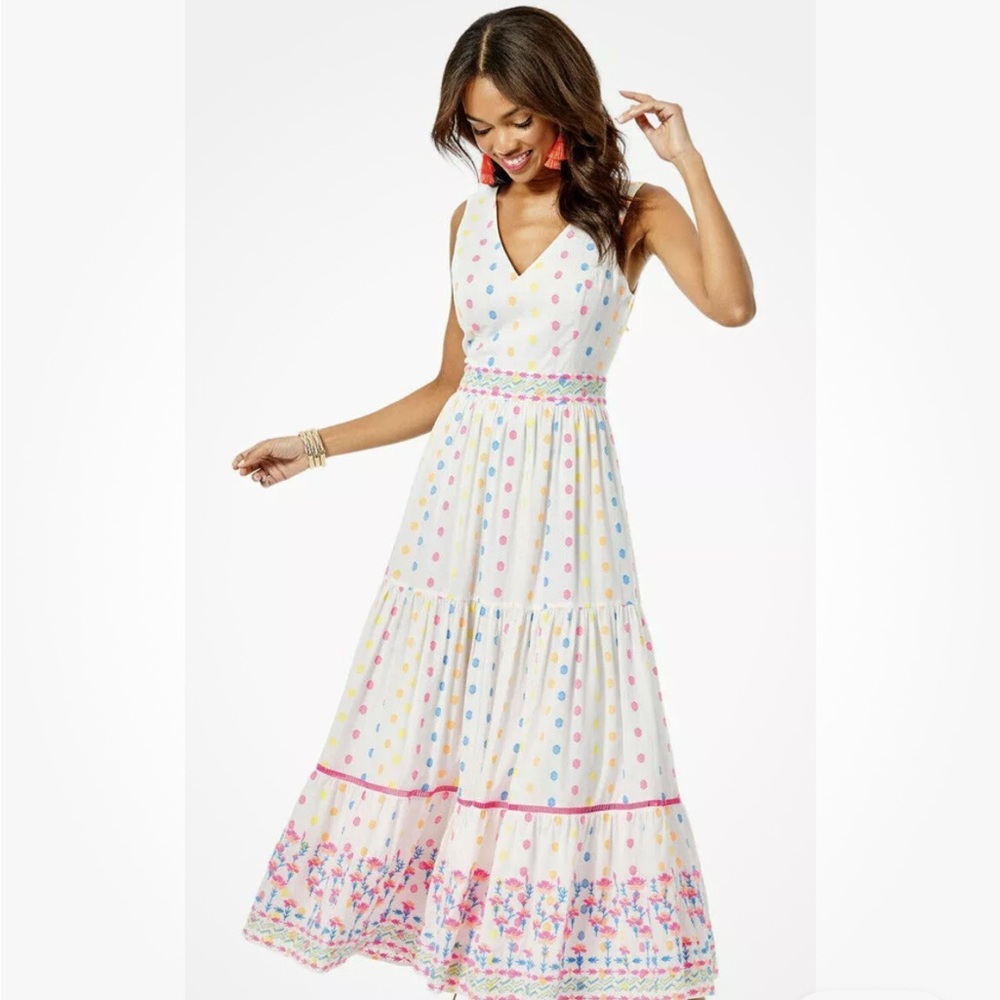 Lilly Pulitzer Charleen Maxi Dress Multi Tropical Dot - size 4